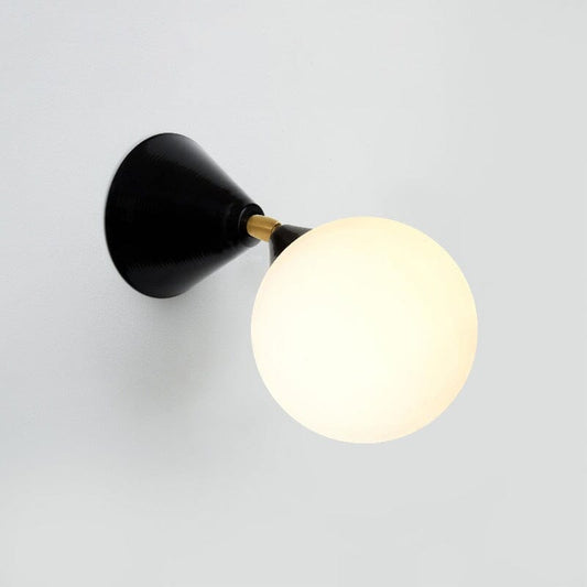 Cone and Sphere Wall Light Wall Light Fixtures Atelier Areti Black With Brass Joint 