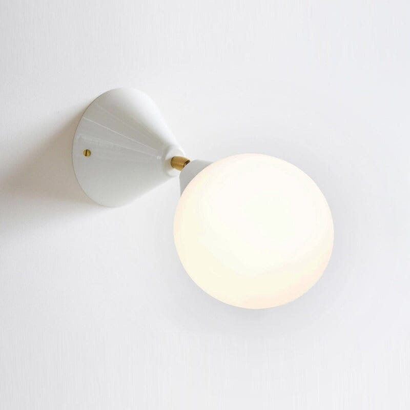 Cone and Sphere Wall Light Wall Light Fixtures Atelier Areti White With Brass Joint 