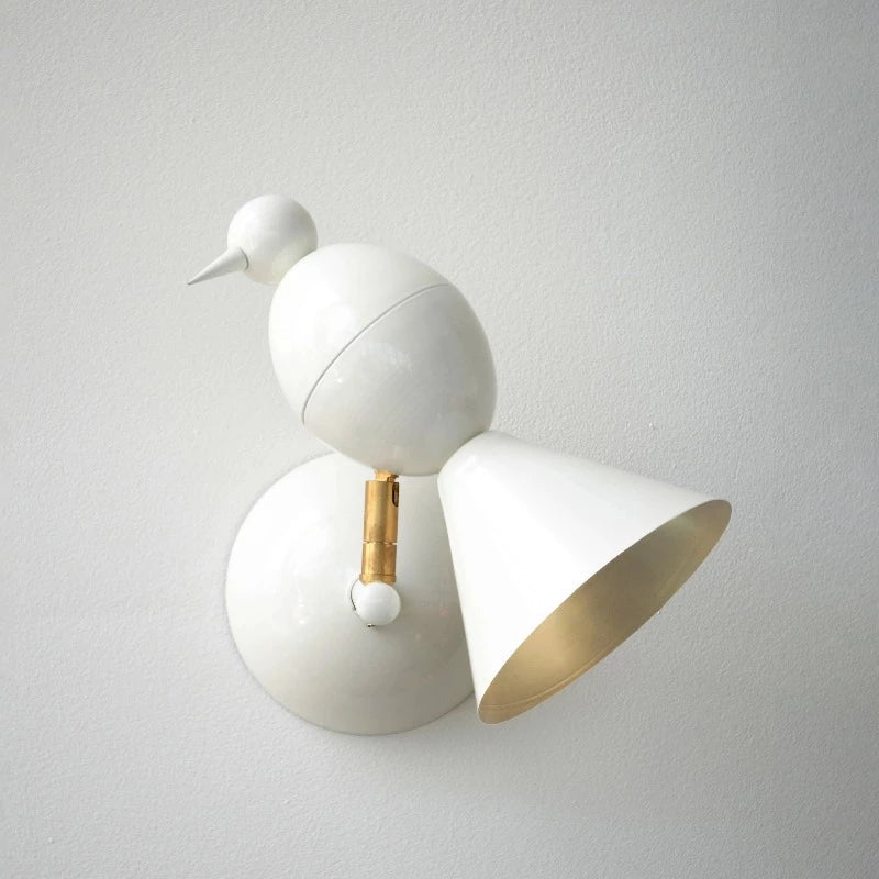 Alouette 1 Bird Wall Light Wall Light Fixtures Atelier Areti White Brass Reflector 